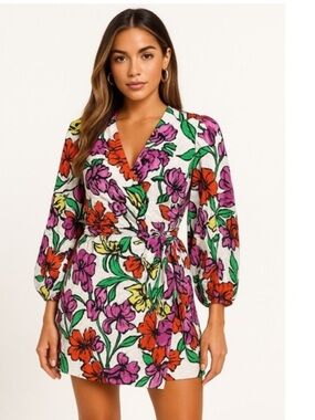 NEW Roller Rabbit Floral Print Wrap Style Dress. Size XS. NWT. MSRP $178.